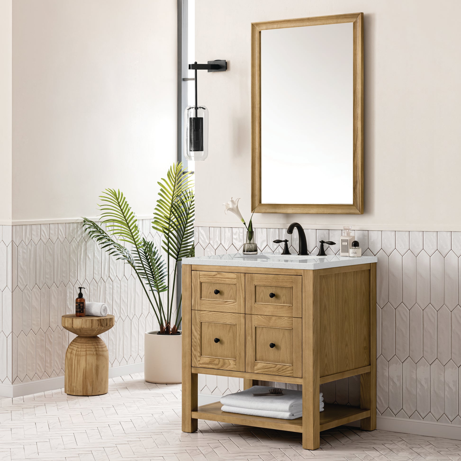 Renovate for Less Atlanta Breckenridge 30" Single Vanity, Light Natural Oak w/ 3 CM Lime Delight Top