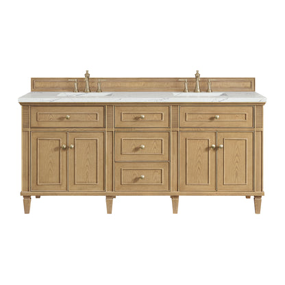 Renovate for Less Atlanta Lorelai 72" Double Vanity, Light Natural Oak w/ 3 CM Ethereal Noctis Silestone Top w/FreePower Wireless Charger