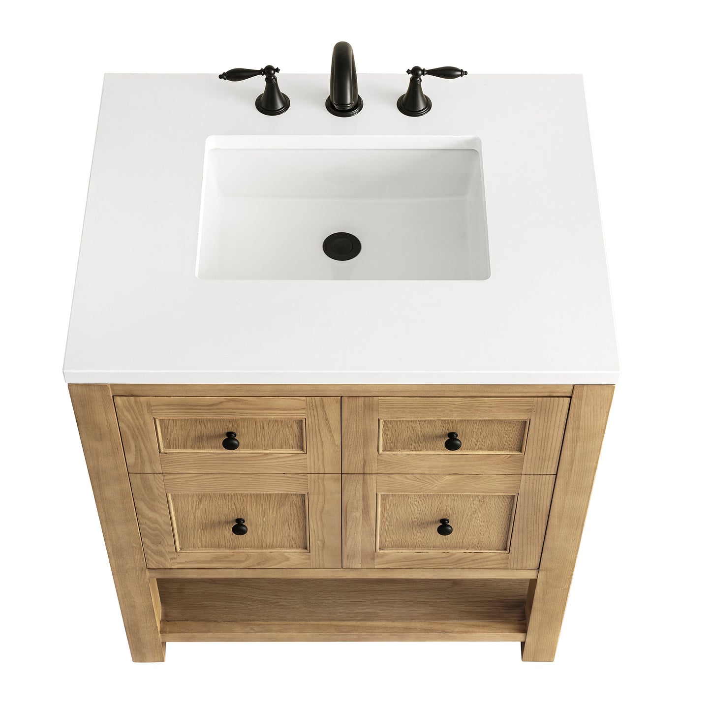 Renovate for Less Atlanta Breckenridge 30" Single Vanity, Light Natural Oak w/ 3 CM White Zeus Top