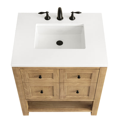 Renovate for Less Atlanta Breckenridge 30" Single Vanity, Light Natural Oak w/ 3 CM White Zeus Top