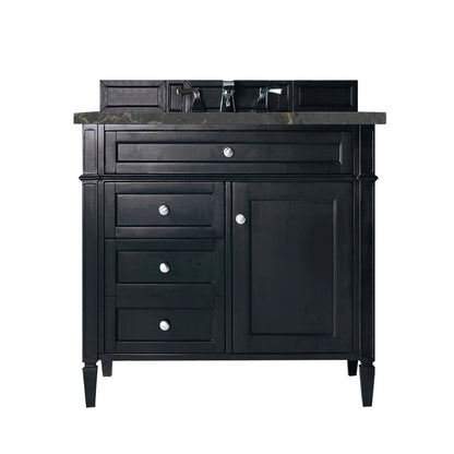 Brittany 36" Single Vanity, Black Onyx w/ 3 CM Parisien Bleu Silestone Top