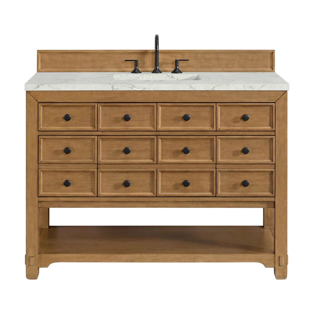 Malibu 48" Single Vanity, Amber Birch w/ 3 CM Victorian Silver Silestone Top w/ FreePower Wireless Charger