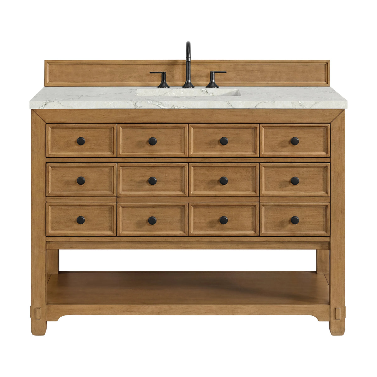 Malibu 48" Single Vanity, Amber Birch w/ 3 CM Victorian Silver Silestone Top
