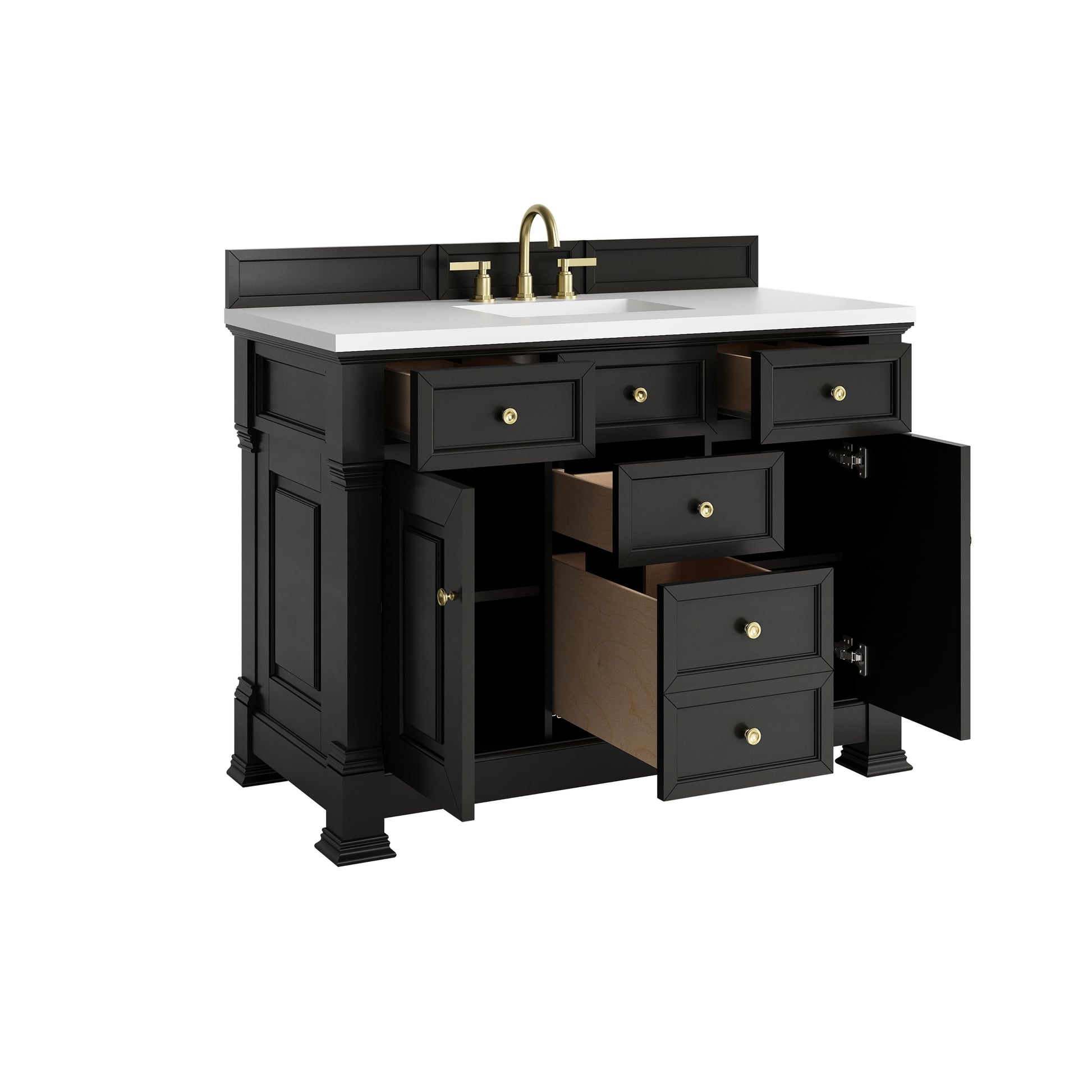 Renovate for Less Atlanta Brookfield 48" Single Vanity, Black Onyx,  w/ 3 CM White Zeus Silestone Top