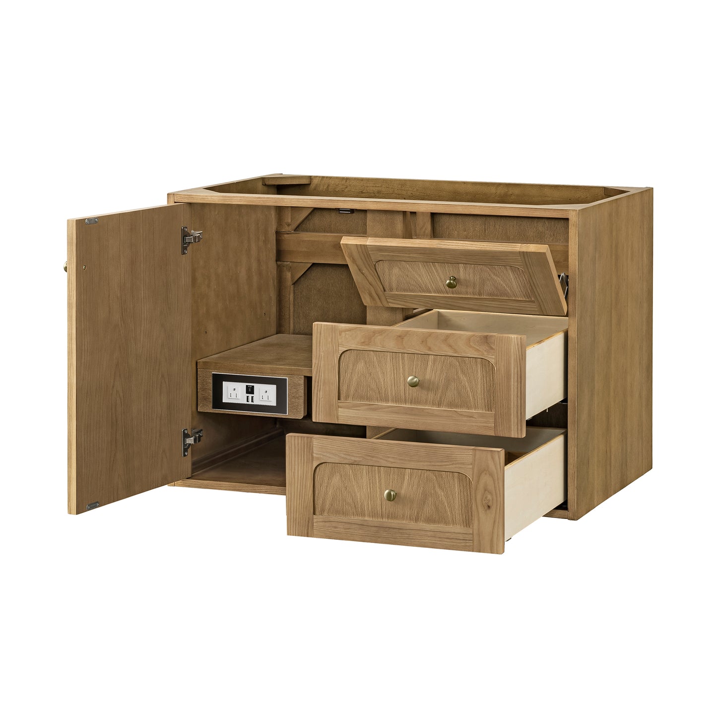 Renovate for Less Atlanta Laurent 36" Single Vanity, Light Natural Oak w/ 3 CM White Zeus Top