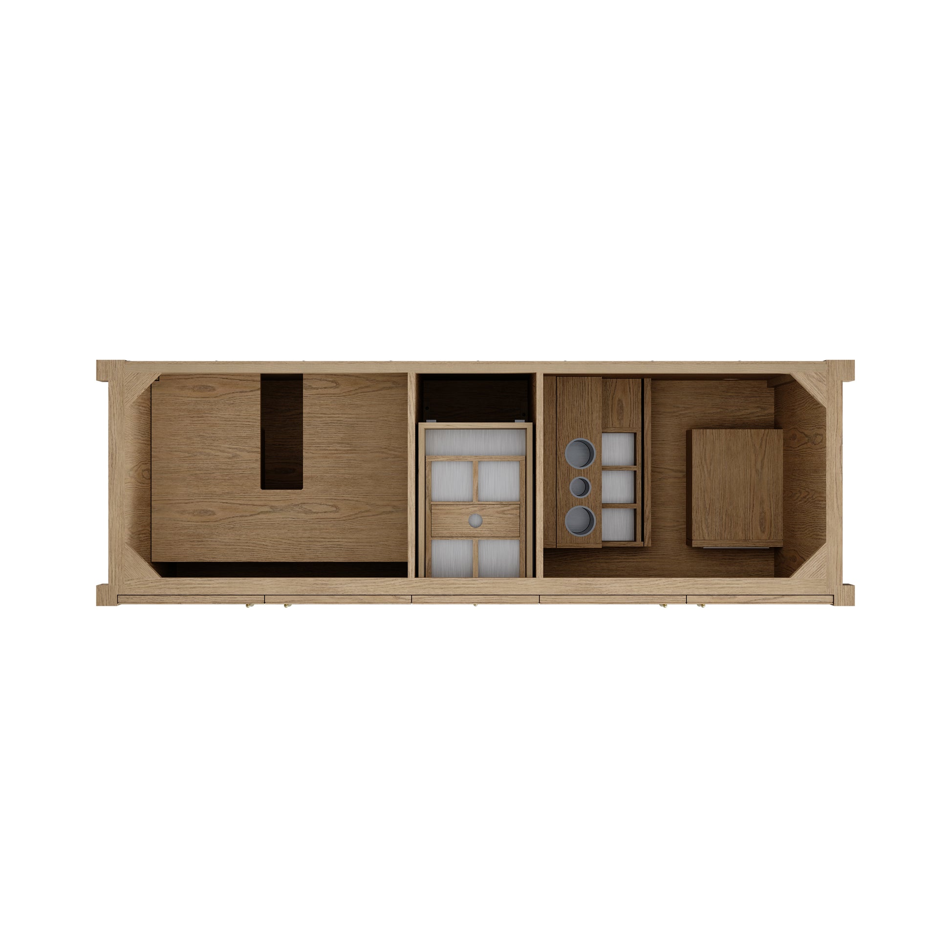 Renovate for Less Atlanta Kinnsden 72" Double Vanity, Weathered Oak w/ 3 CM Tajnar Eclos Top w/FreePower Wireless Charger