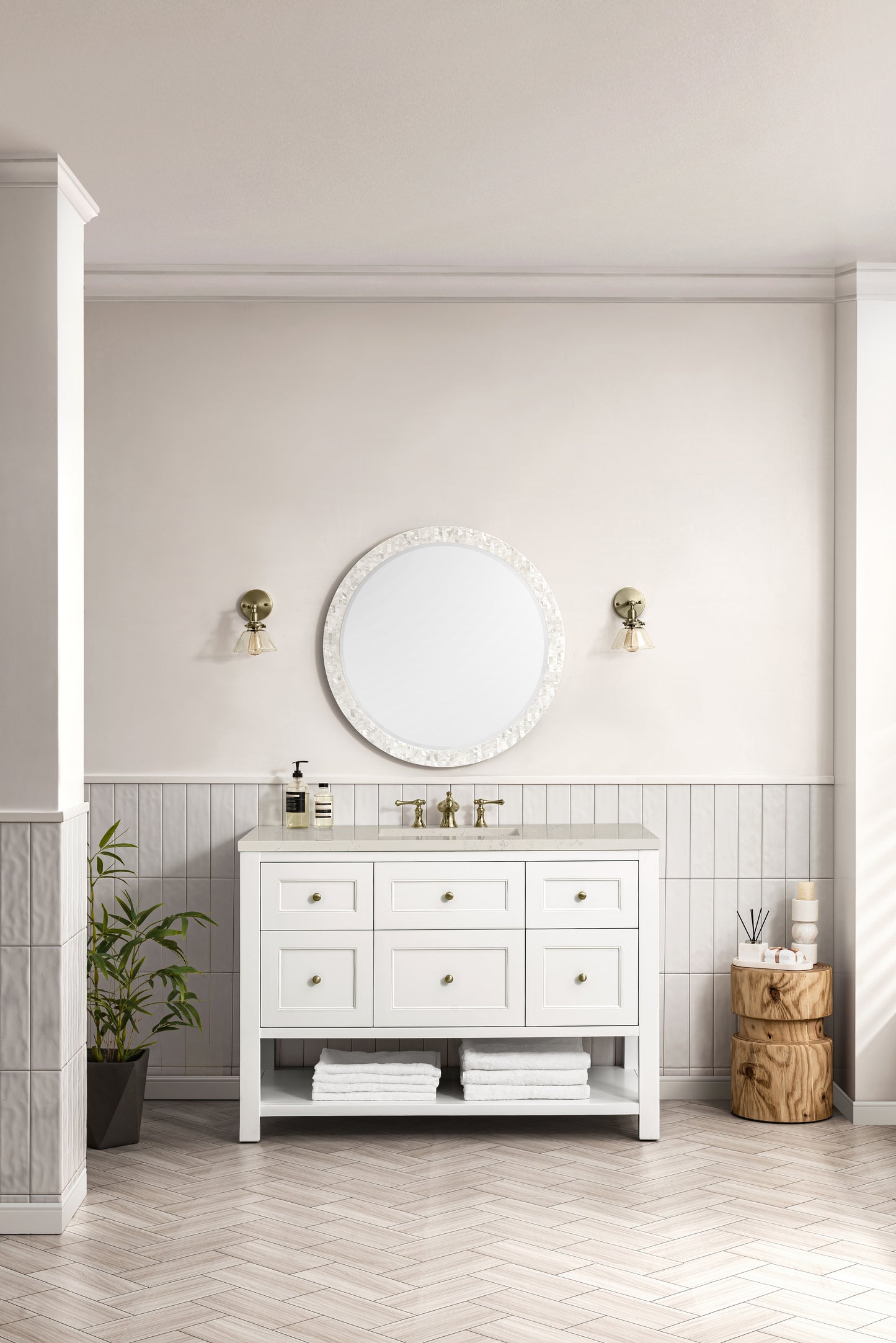 Renovate for Less Atlanta Breckenridge 48" Single Vanity, Bright White, w/ 3 CM Siberian Silestone Top
