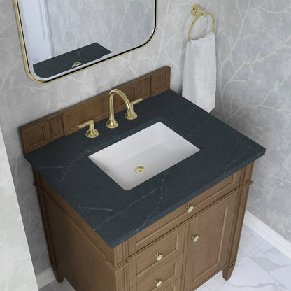 Brittany 30" Single Vanity, Pecan w/ 3 CM Charcoal Soapstone Silestone Top