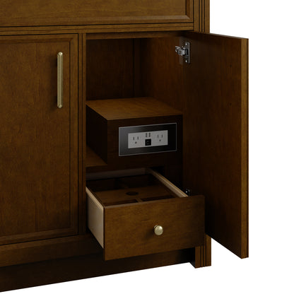 Renovate for Less Atlanta Bellshire 84" Dual Vanity Set with 24" Make-Up Counter, Honey Oak w/3 cm White Zeus Silestone Top
