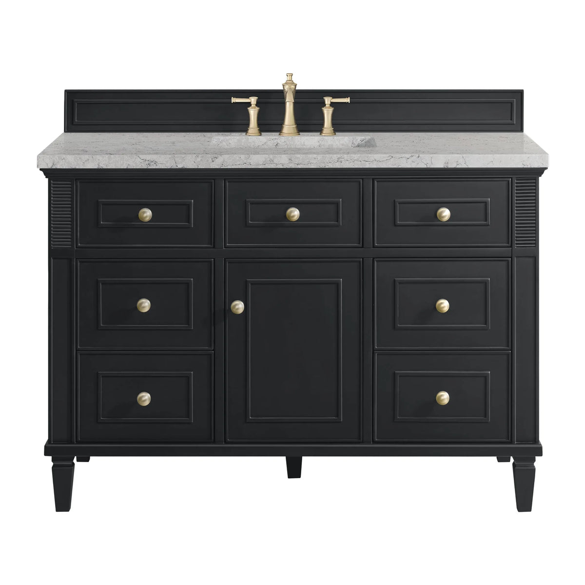 Lorelai 48" Single Vanity, Black Onyx w/ 3 CM Eternal Jasmine Pearl Silestone Top w/FreePower Wireless Charger