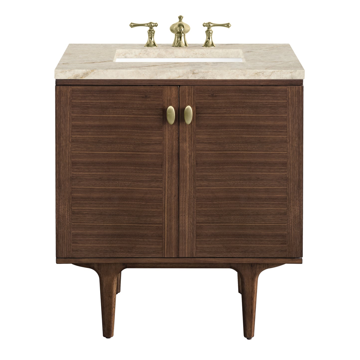 Renovate for Less Atlanta Amberly 30" Single Vanity, Mid-Century Walnut, w/ 3 CM Tajnar Eclos Top