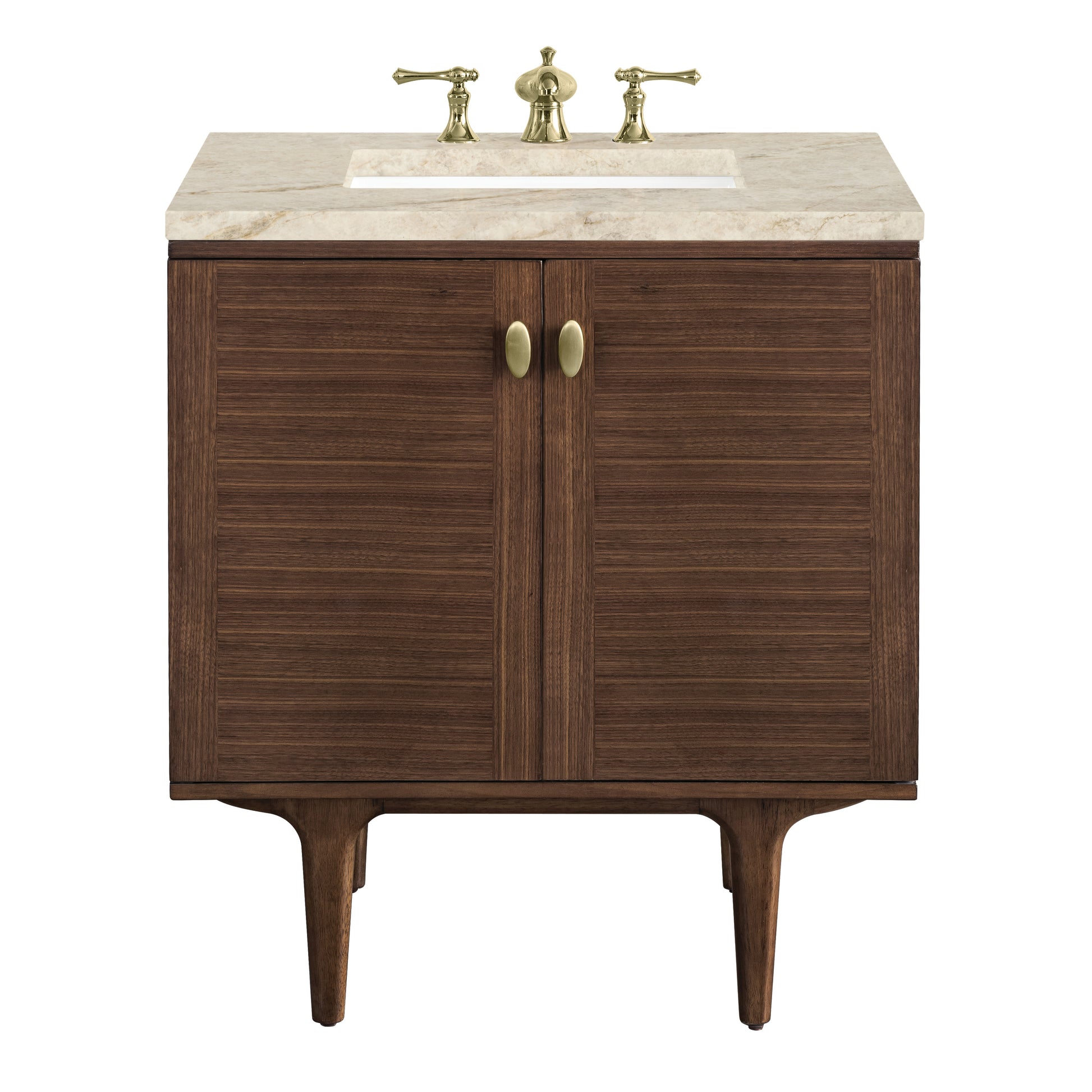Renovate for Less Atlanta Amberly 30" Single Vanity, Mid-Century Walnut, w/ 3 CM Tajnar Eclos Top