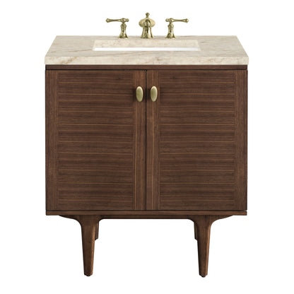 Renovate for Less Atlanta Amberly 30" Single Vanity, Mid-Century Walnut, w/ 3 CM Tajnar Eclos Top