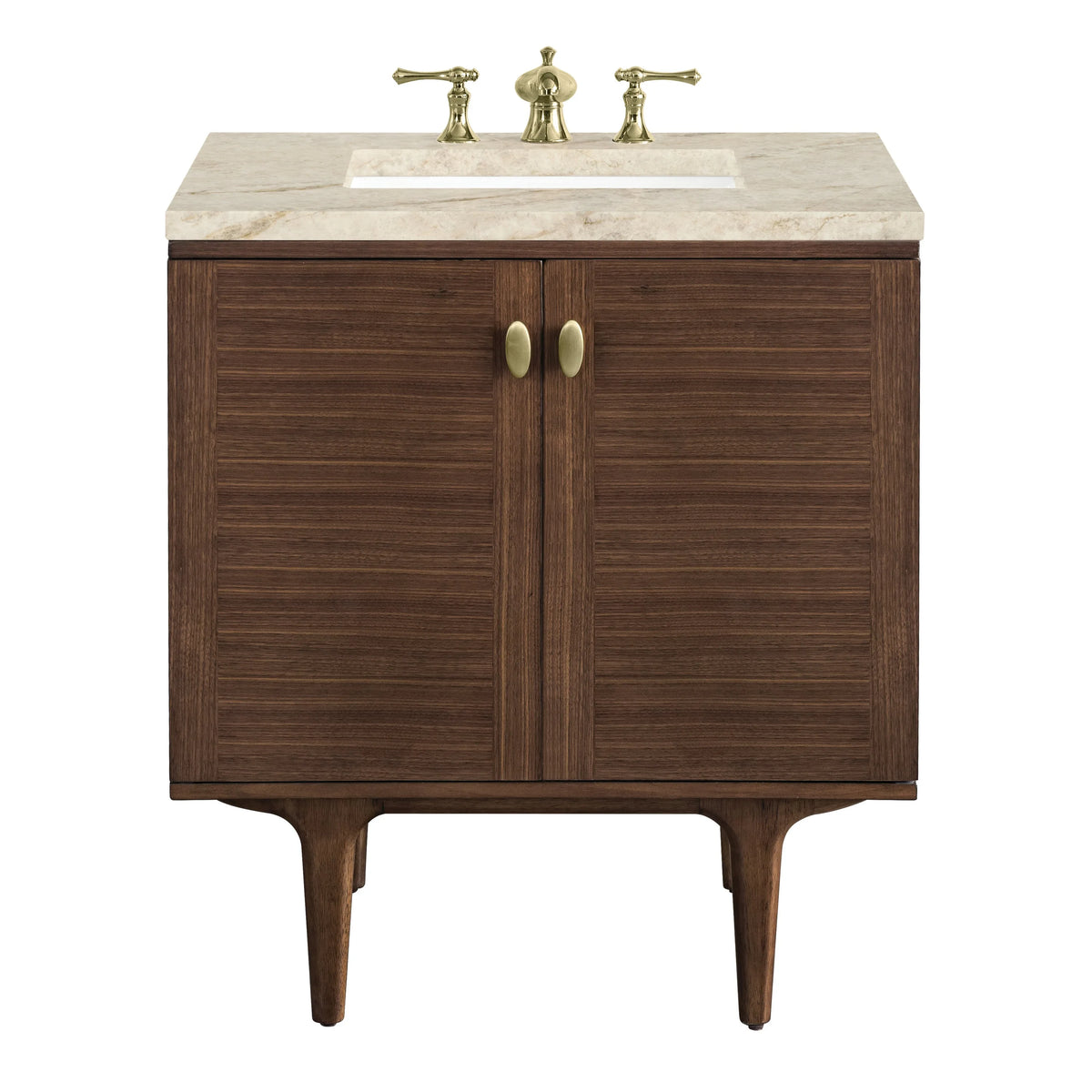 Amberly 30" Single Vanity, Mid-Century Walnut, w/ 3 CM Tajnar Eclos Top