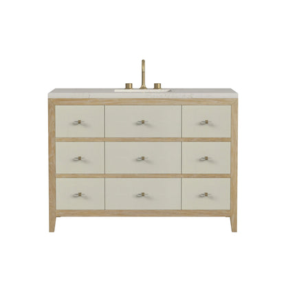 Celeste 48" Single Vanity, Sunwashed Oak with Embossed Shagreen, w/ 3 CM Siberian Silestone Top