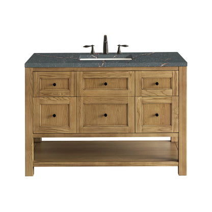 Renovate for Less Atlanta Breckenridge 48" Single Vanity, Light Natural Oak w/ 3 CM Parisien Bleu Top