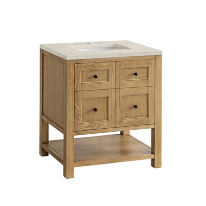 Breckenridge 30" Single Vanity, Light Natural Oak, w/ 3 CM Siberian Silestone Top