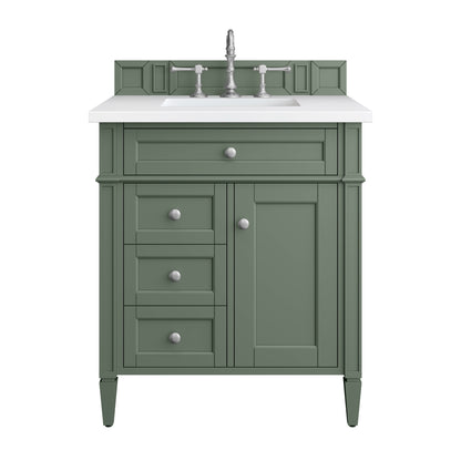 Renovate for Less Atlanta Brittany 30" Single Vanity, Smokey Celadon w/ 3 CM White Zeus Top