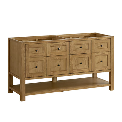 Renovate for Less Atlanta Breckenridge 60" Double Vanity, Light Natural Oak, w/ 3 CM Tajnar Eclos Top w/FreePower Wireless Charger