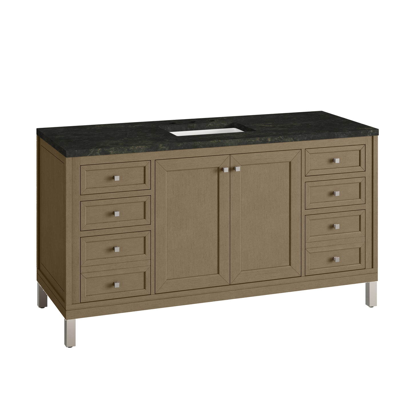 Renovate for Less Atlanta Chicago 60" Single Vanity, Walnut Whisper, w/ 3 CM Phantome Eclos Top