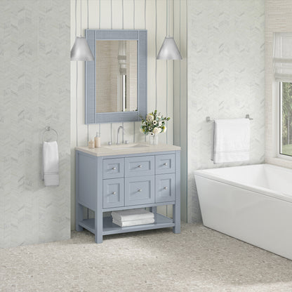 Renovate for Less Atlanta Breckenridge 36" Single Vanity, Serenity Blue, w/ 3 CM Siberian Silestone Top