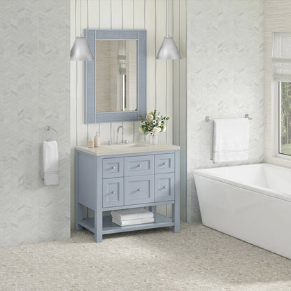 Breckenridge 36" Single Vanity, Serenity Blue, w/ 3 CM Siberian Silestone Top
