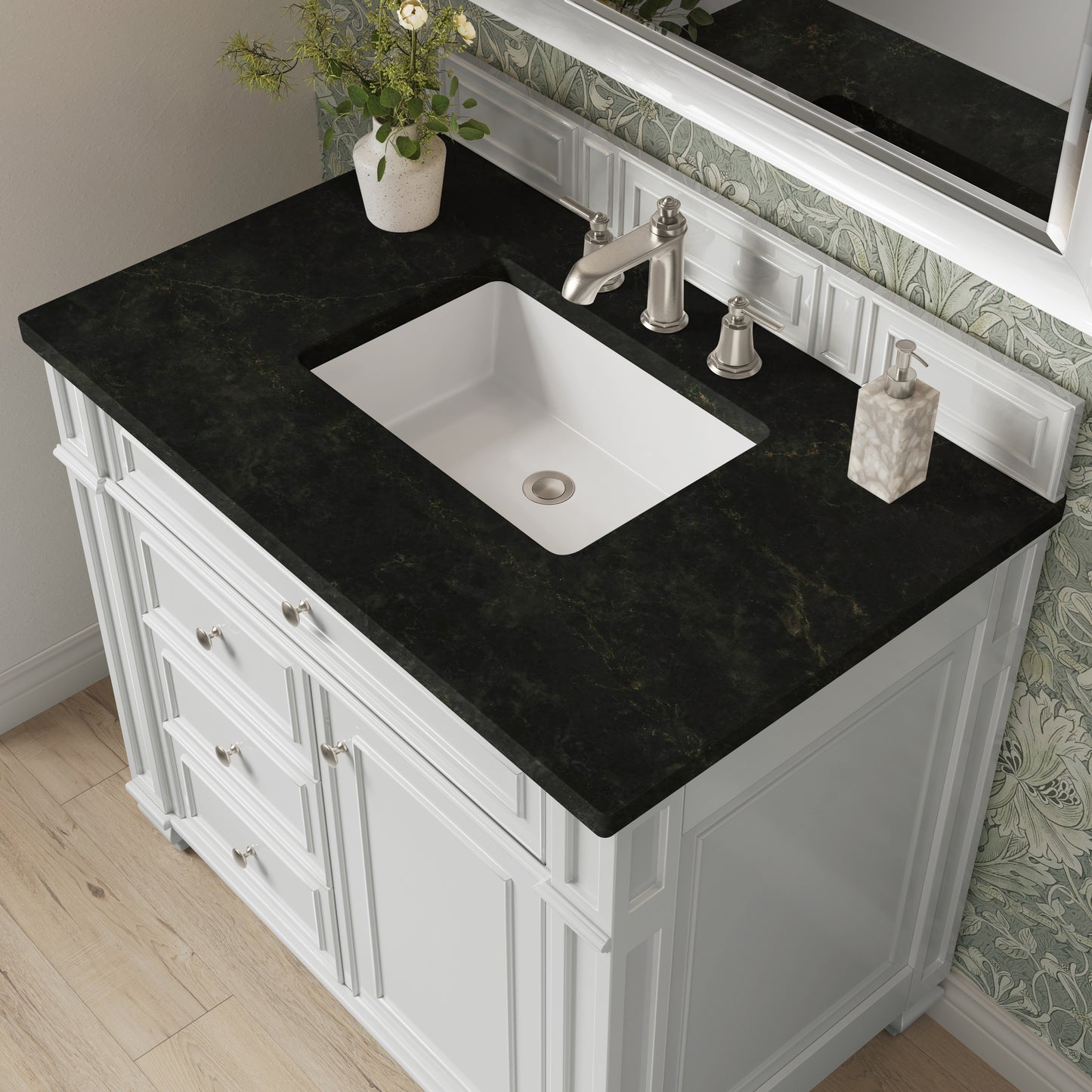 Renovate for Less Atlanta Bristol 36" Single Vanity, Bright White, w/ 3 CM Phantome Eclos Top