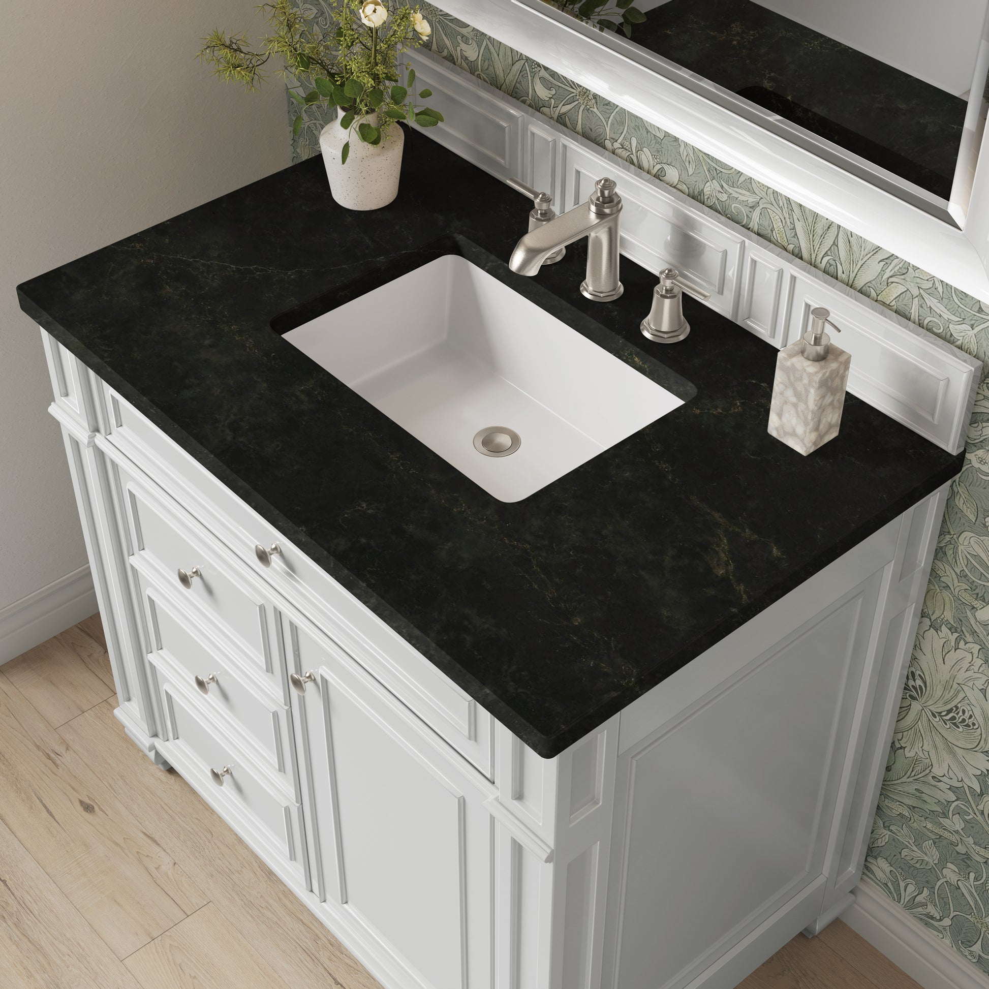Renovate for Less Atlanta Bristol 36" Single Vanity, Bright White, w/ 3 CM Phantome Eclos Top