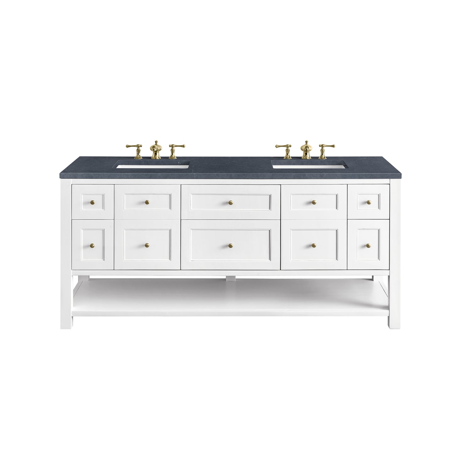 Renovate for Less Atlanta Breckenridge 72" Double Vanity, Bright White w/ 3 CM Charcoal Soapstone Top