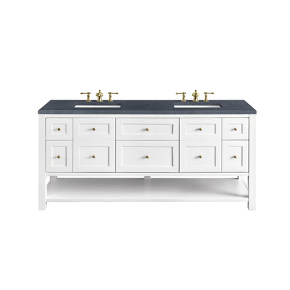Renovate for Less Atlanta Breckenridge 72" Double Vanity, Bright White w/ 3 CM Charcoal Soapstone Top