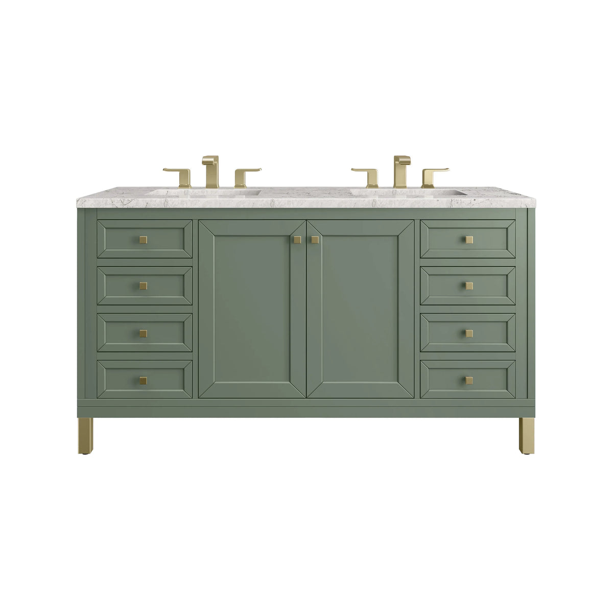 Chicago 60" Double Vanity, Smokey Celadon, w/ 3 CM Eternal Jasmine Pearl Silestone® Top