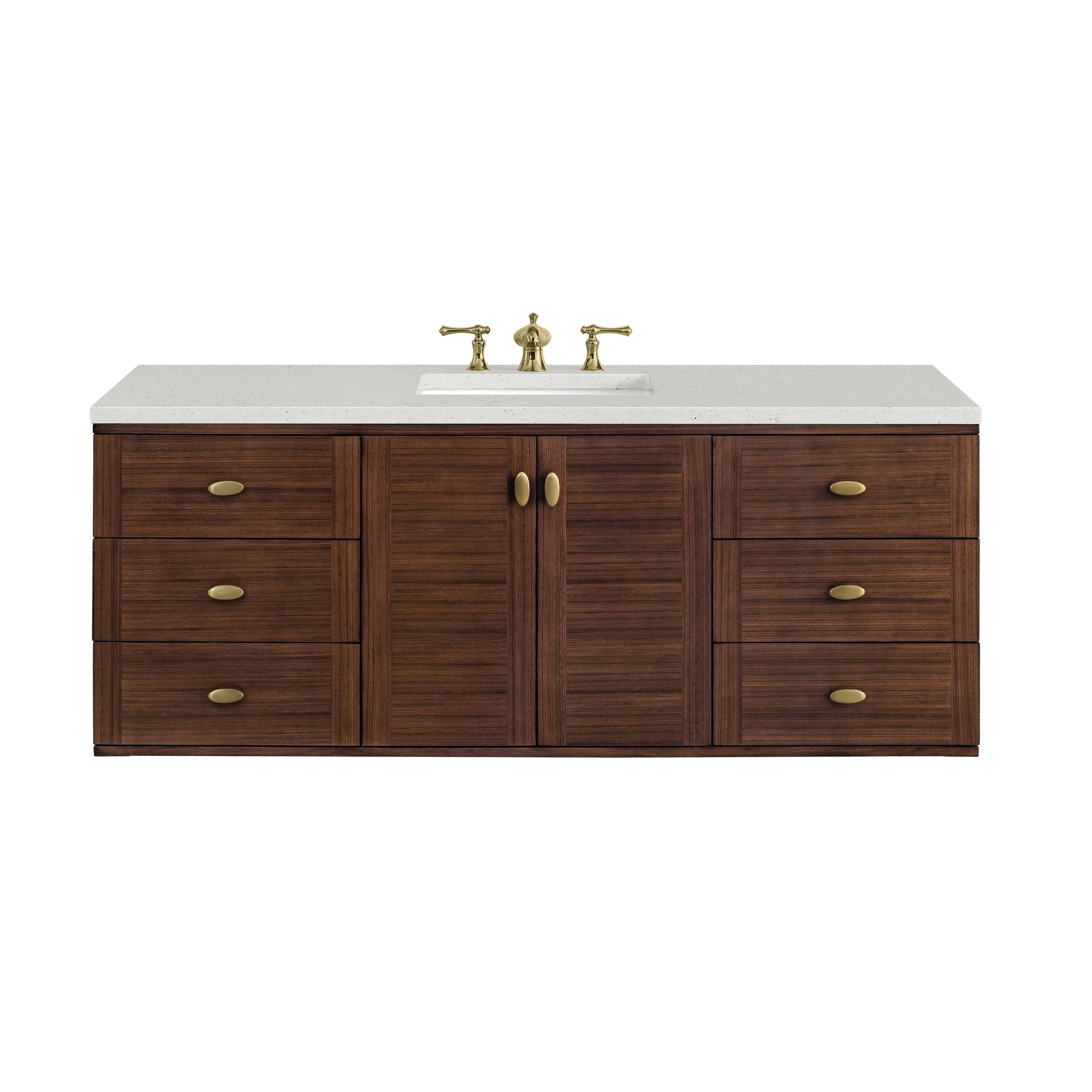 Renovate for Less Atlanta Amberly 60" Single Vanity, Mid-Century Walnut w/ 3 CM Lime Delight Top