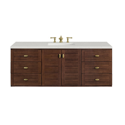 Renovate for Less Atlanta Amberly 60" Single Vanity, Mid-Century Walnut w/ 3 CM Lime Delight Top