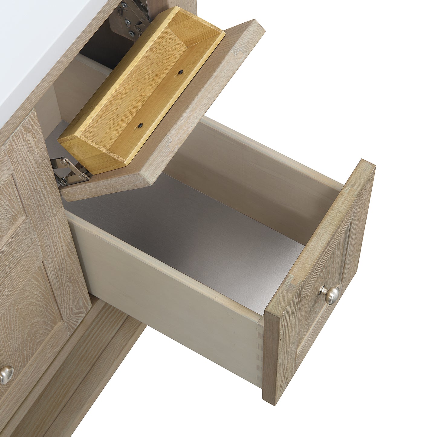 Renovate for Less Atlanta Breckenridge 36" Single Vanity, Whitewashed Oak w/ 3 CM Lime Delight Silestone Top
