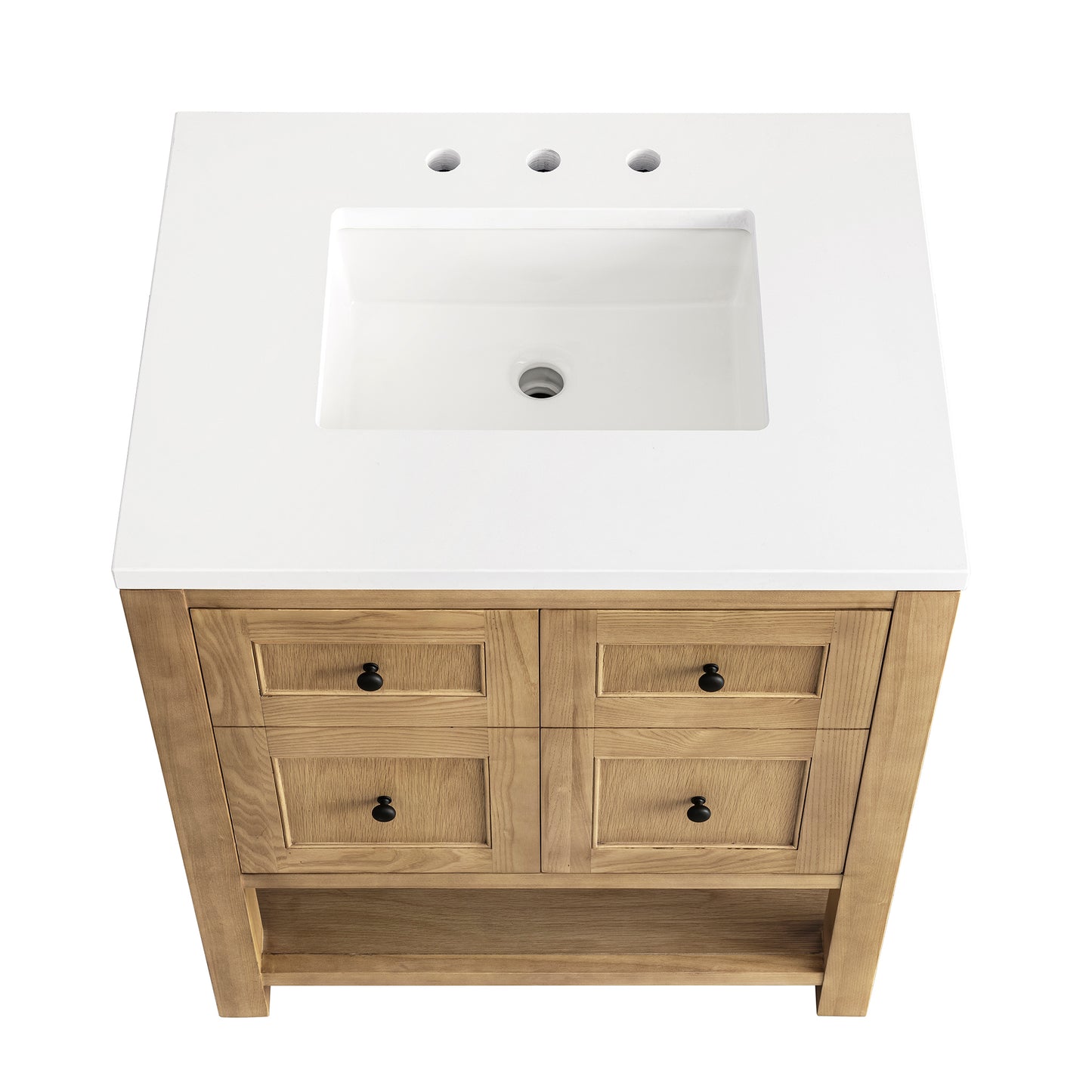 Renovate for Less Atlanta Breckenridge 30" Single Vanity, Light Natural Oak w/ 3 CM White Zeus Top