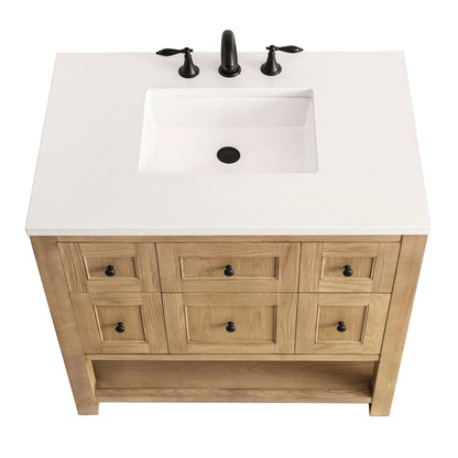 Renovate for Less Atlanta Breckenridge 36" Single Vanity, Light Natural Oak w/ 3 CM White Zeus Top