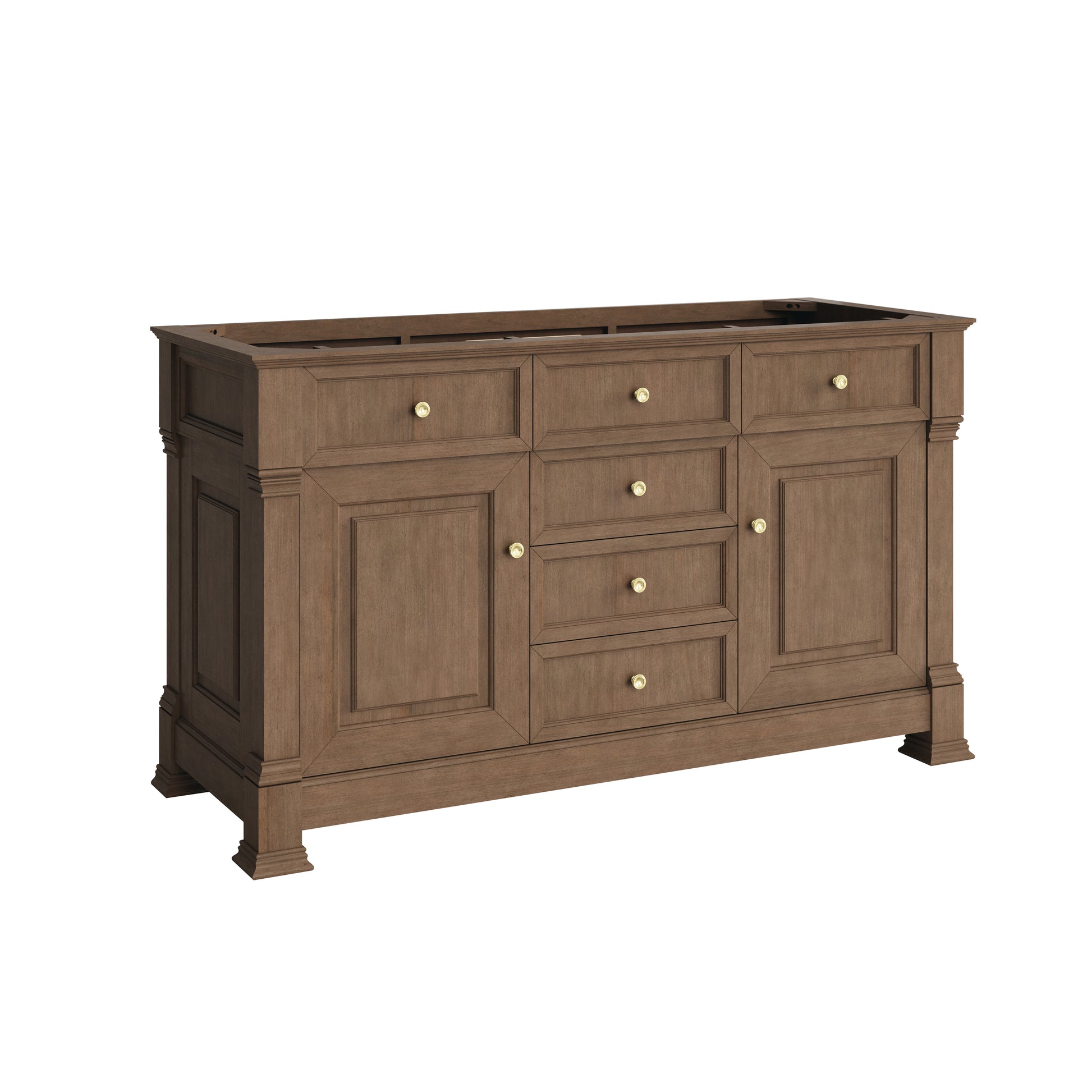 Renovate for Less Atlanta Brookfield 60" Double Vanity, Pecan, w/ 3 CM Siberian Silestone Top