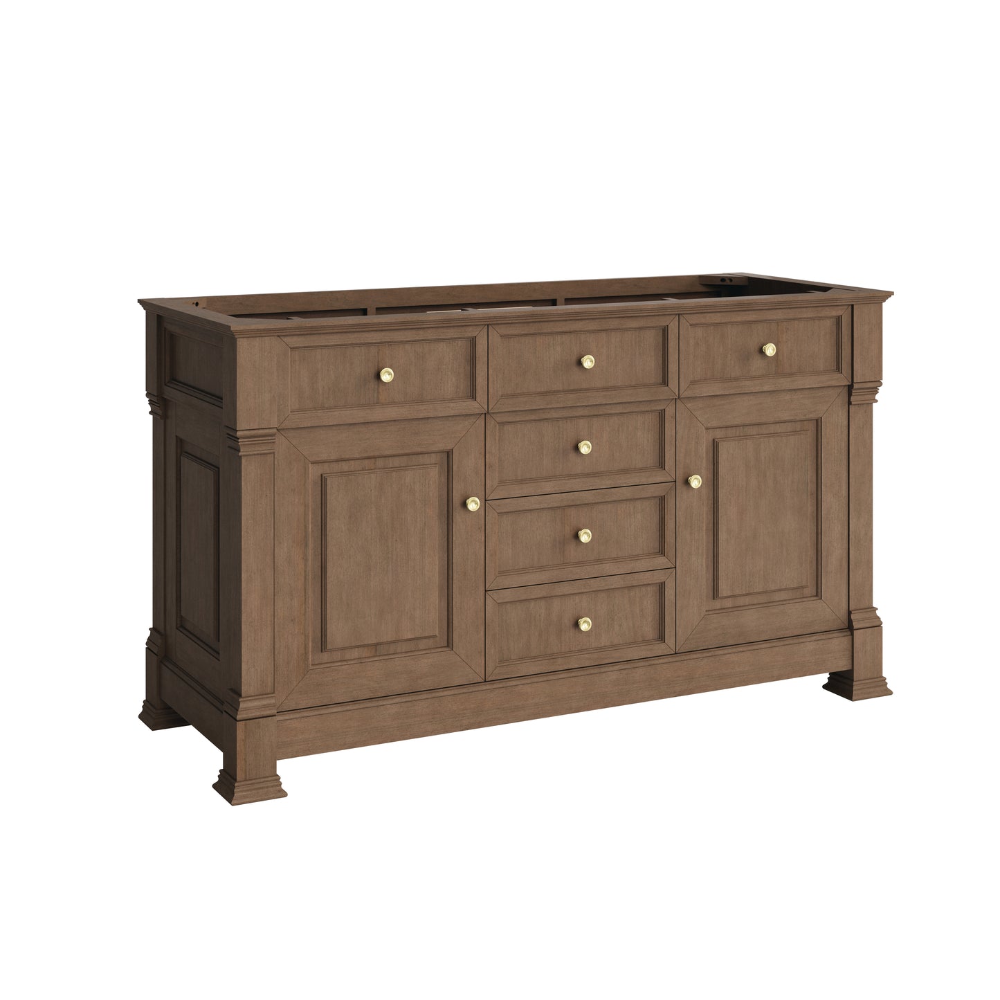 Renovate for Less Atlanta Brookfield 60" Double Vanity, Pecan, w/ 3 CM Tajnar Eclos Top