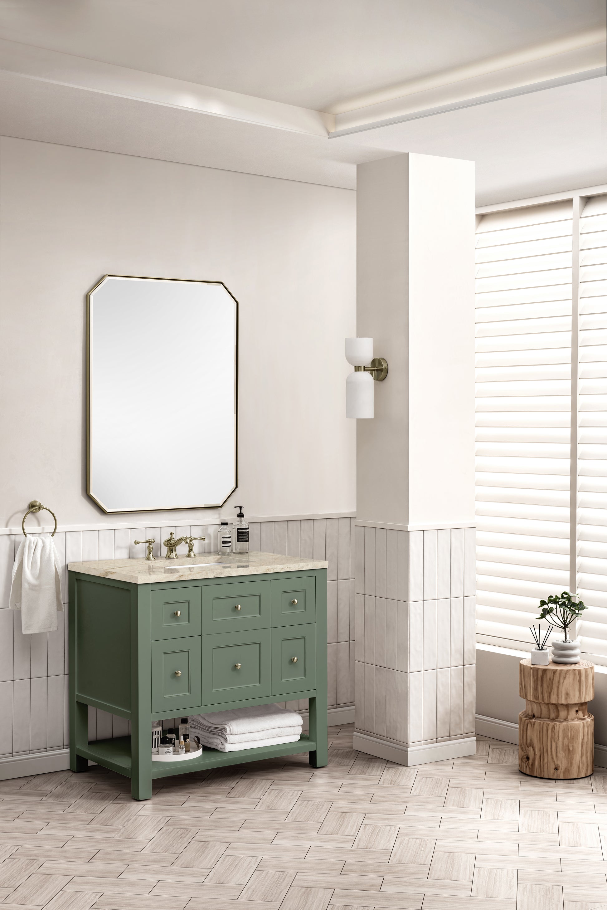 Renovate for Less Atlanta Breckenridge 36" Single Vanity, Smokey Celadon, w/ 3 CM Tajnar Eclos Top
