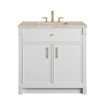 Bellshire 36" Single Vanity, Bright White w/ 3 CM Tajnar Eclos Top