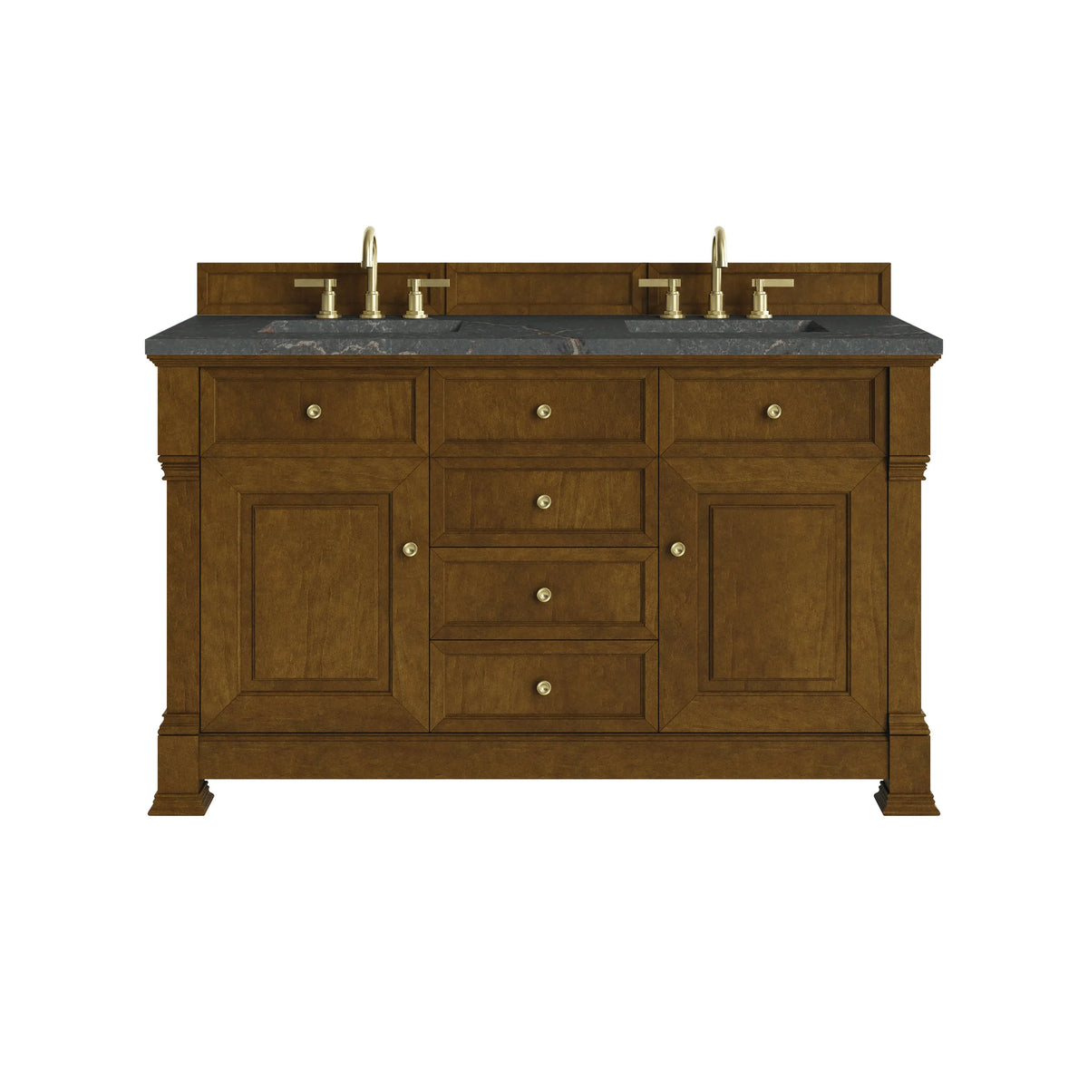 Brookfield 60" Double Vanity, Honey Oak w/ 3 CM Parisien Bleu Silestone Top