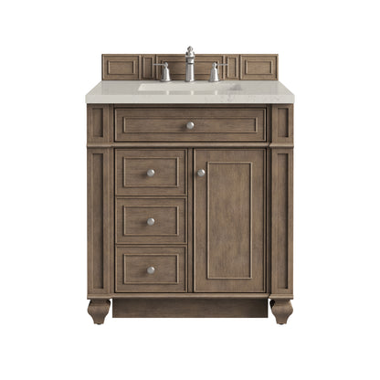 Renovate for Less Atlanta Bristol 30" Single Vanity, Whitewashed Walnut, w/ 3 CM Siberian Silestone Top