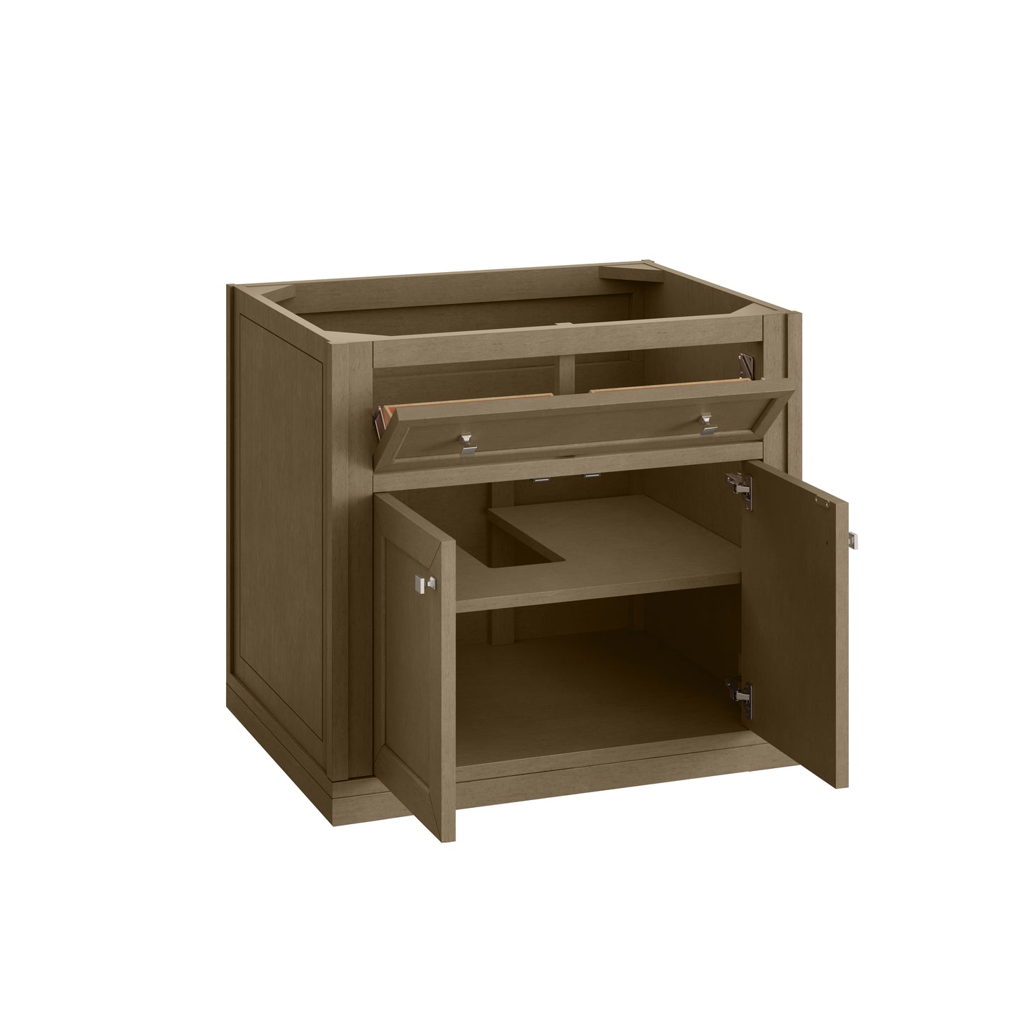 Renovate for Less Atlanta Chicago 30" Single Vanity, Walnut Whisper, w/ 3 CM Tajnar Eclos Top