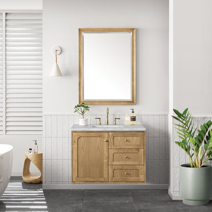 Renovate for Less Atlanta Laurent 36" Single Vanity, Light Natural Oak w/ 3 CM Victorian Silver Top