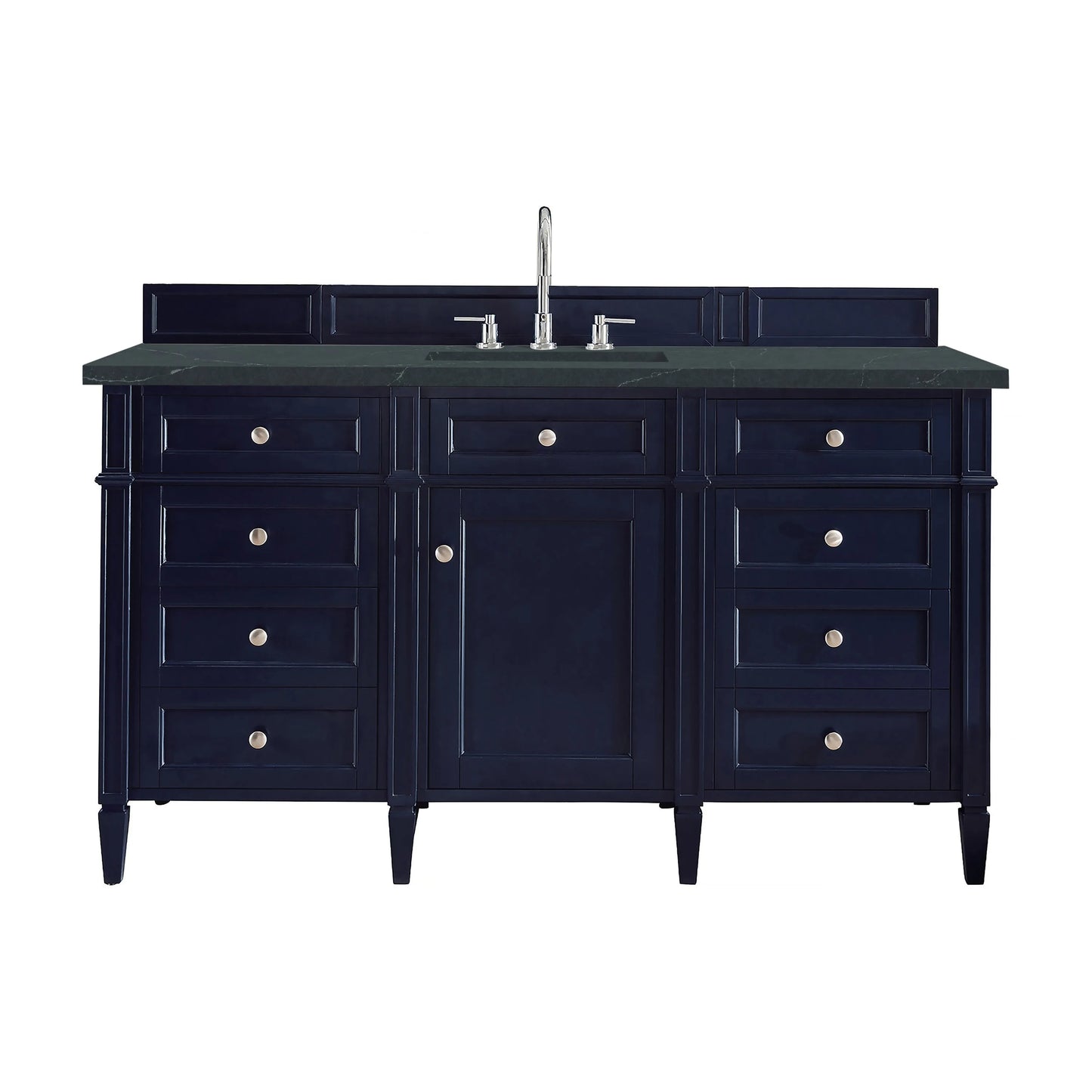 Brittany 60" Single Vanity, Victory Blue w/ 3 CM Charcoal Soapstone Silestone Top