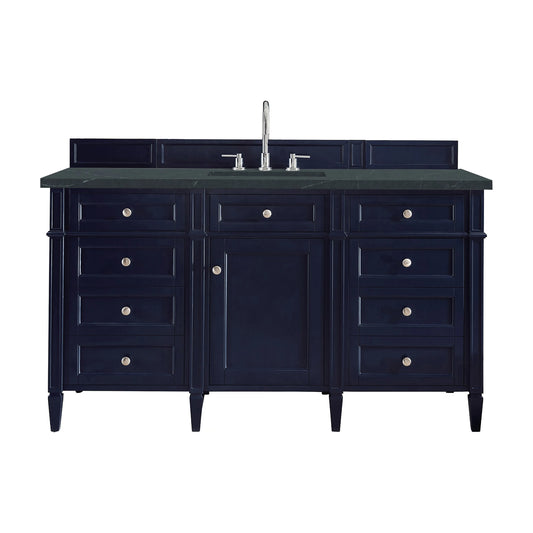 Brittany 60" Single Vanity, Victory Blue w/ 3 CM Charcoal Soapstone Silestone Top