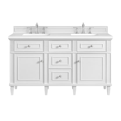Renovate for Less Atlanta Lorelai 60" Double Vanity, Bright White w/ 3 CM White Zeus Silestone Top