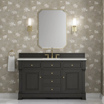 Brookfield 60" Single Vanity, Black Onyx w/ 3 CM Ethereal Noctis Silestone Top