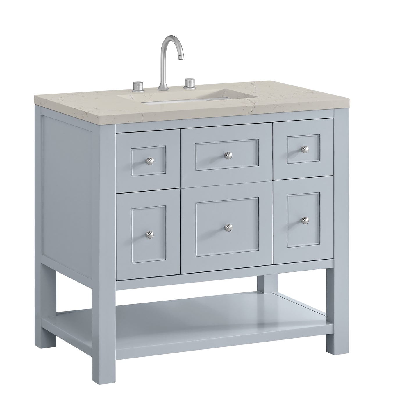 Renovate for Less Atlanta Breckenridge 36" Single Vanity, Serenity Blue, w/ 3 CM Siberian Silestone Top