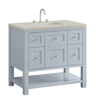Breckenridge 36" Single Vanity, Serenity Blue, w/ 3 CM Siberian Silestone Top